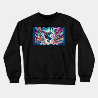 Neon Glide: The Urban Dance of Light and Shadow Crewneck Sweatshirt